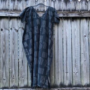 World Market Cocoon Dress Size M Geometric Black NWT Cotton Linen
